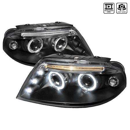 Spec-D Tuning 01-05 Volkswagen Passat Halo LED Projector Black LHP-PAS01JM-TM